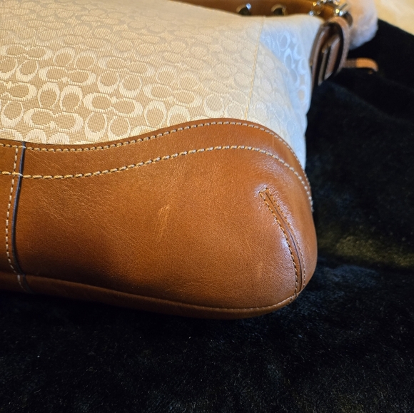 Coach Signature Cream and Brown Crossbody Bag #10944 - Picture 6 of 12